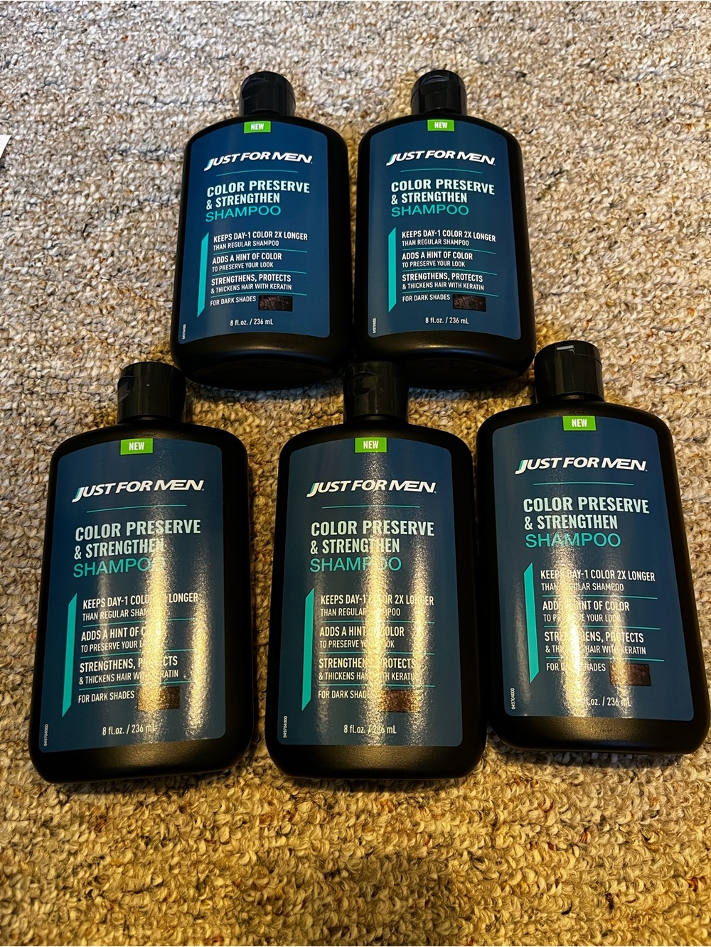 New 5 (five) Just For Men Color Preserve & Strengthen Shampoo - Black (8 fl oz)